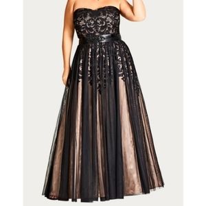 City Chic embroidered tulle maxi dress XL/22
